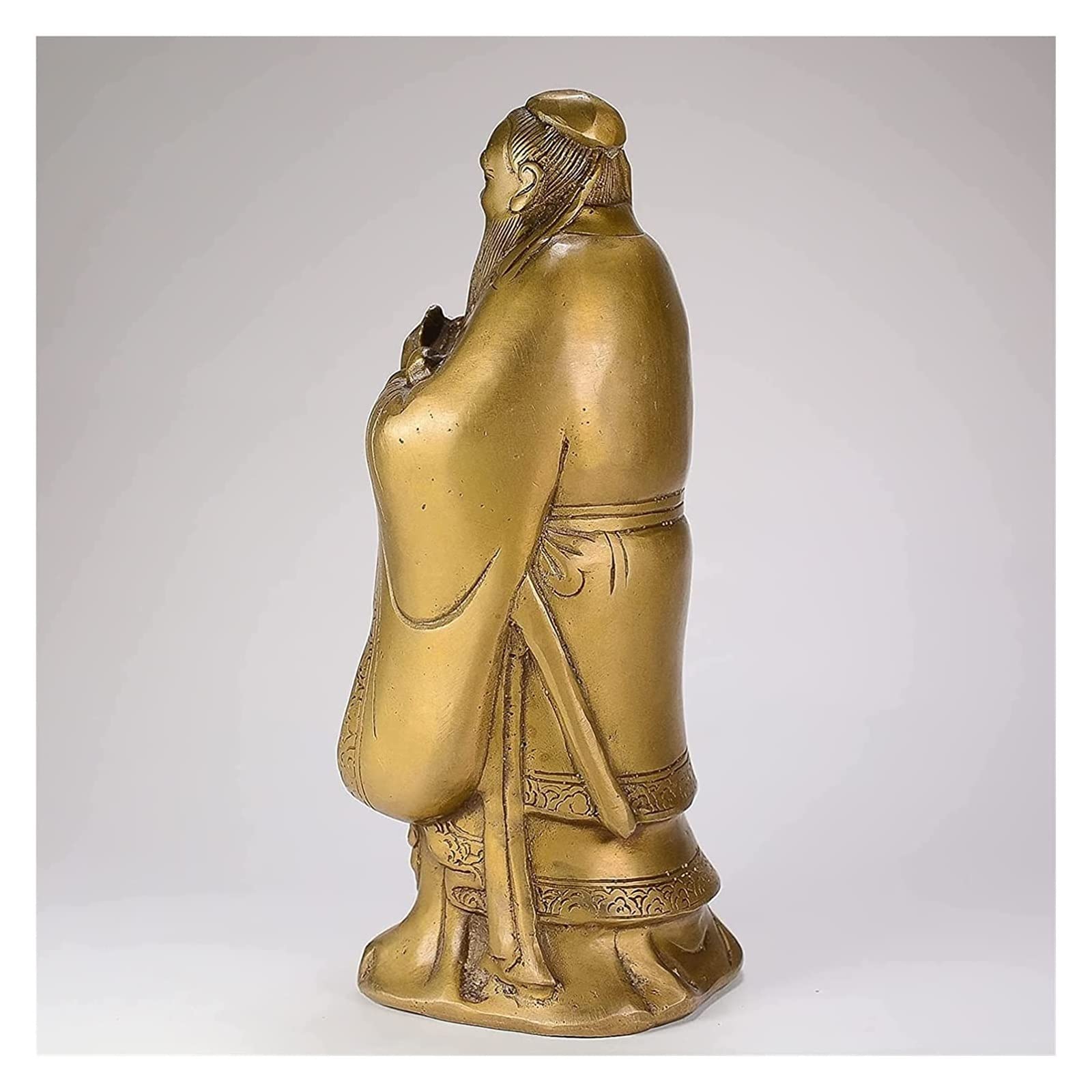 Regalos de Buena Suerte Escultura de Mesa Cobre Puro Agujero Estatua Latón Figura de Confucio Estatuas de Santos Adornos