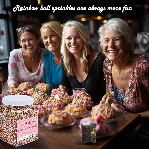 Miniatura 6 de Rainbow Nonpareils - Gránulos de bolas de chocolate para regalo, 2 libras, recipiente a granel, vibrante y divertida decoración de pasteles y