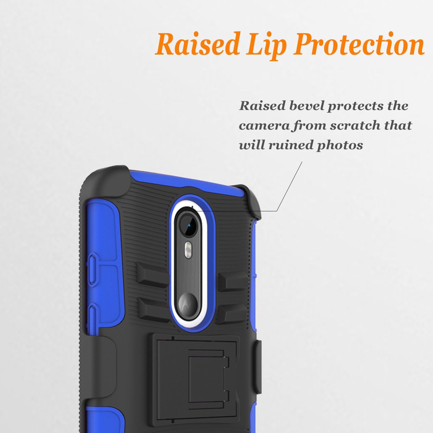 Droid Turbo 2 Case, Combo Rugged Phone Cover with [HD Screen Protector] And Built-in Kickstand and Holster Locking Belt Clip And Circlemalls Stylus Pen For Motorola Droid Turbo 2 (Blue)