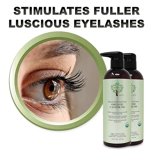 Miniatura 4 de MOUNTAIN TOP Aceite de ricino 16 onzas  160fl oz orgánico USDA 100 puro prensado en frío sin refinar hidratante de grado prémium para pestañas cejas