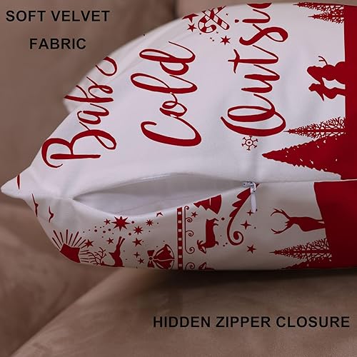 Miniatura 4 de Fundas de almohada navideñas de 22 x 22 pulgadas, diseño de copos de nieve con diseño de copos de nieve Let It Snow Deer de terciopelo suave Baby