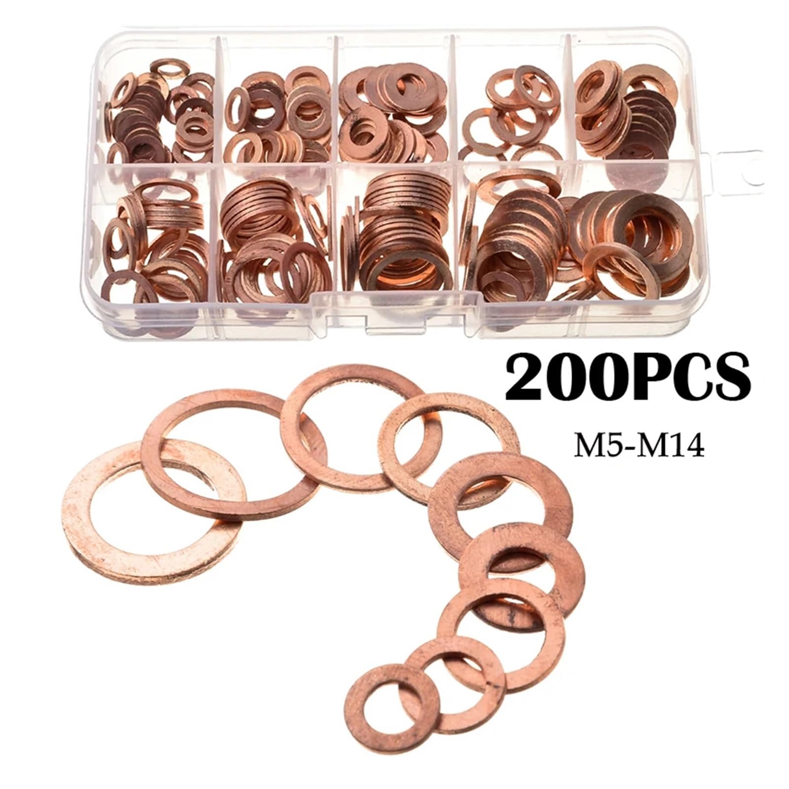 100/150/200/250/300/568 szt. O-ring miedziana podkładka zestaw uszczelek M4-M14 płaski pierścień uszczelniający do zgniatania łodzi płaski pierścień uszczelniający miska olejowa wtyczka (Size : 568pc