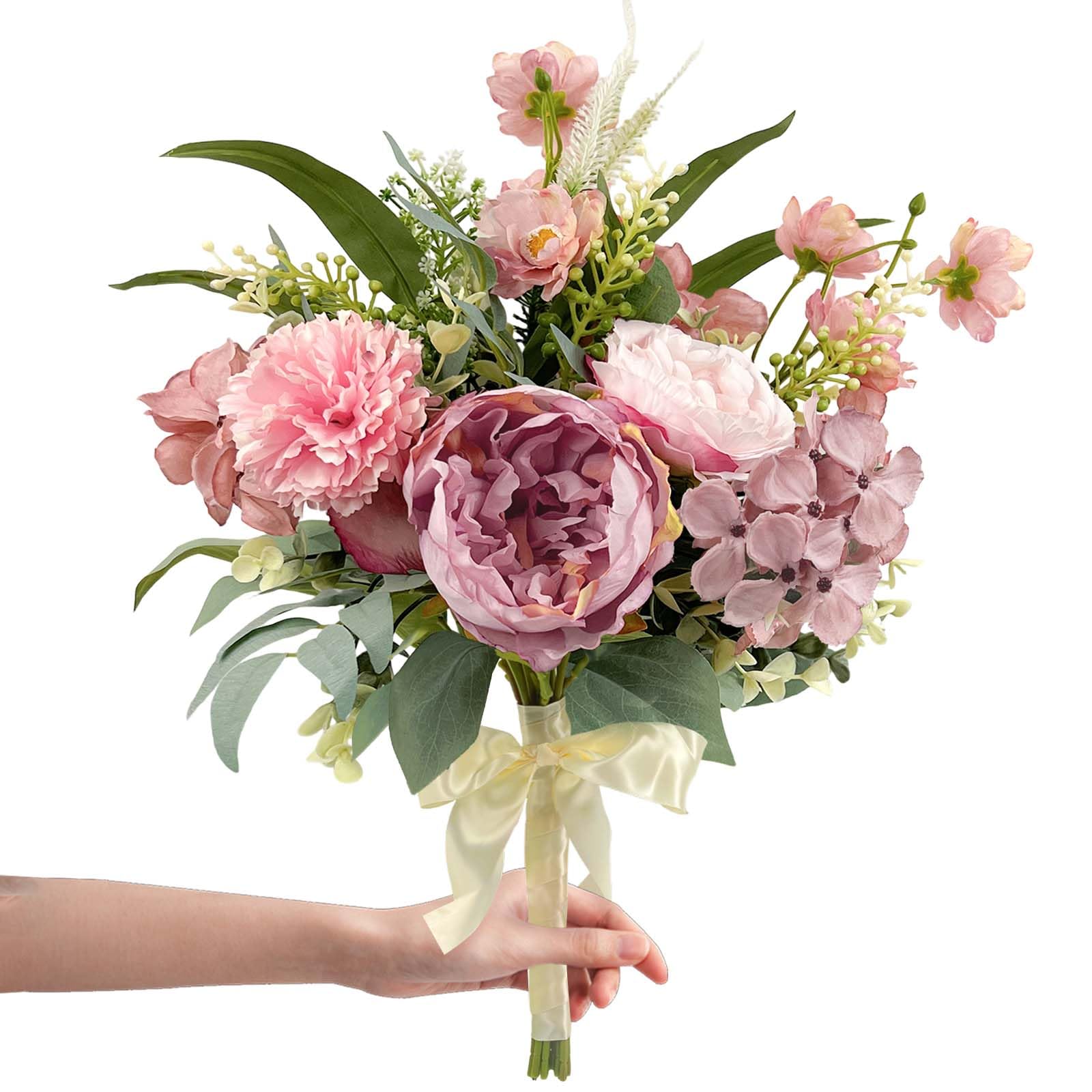 Bouquet de fleurs artificielles pour mariage pivoine et hortensia en soie