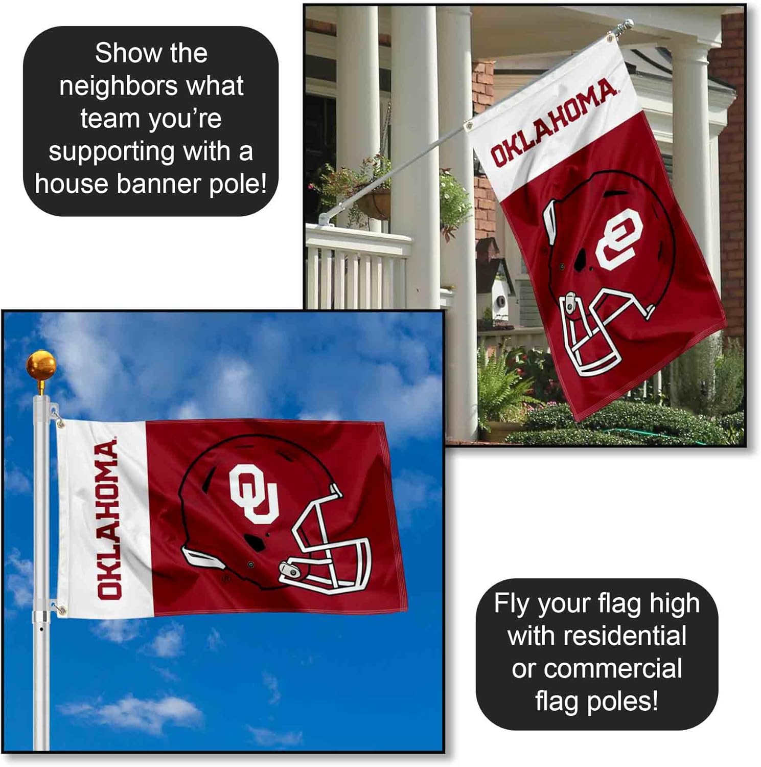 Oklahoma Sooners Football Helmet Flag - Image 3
