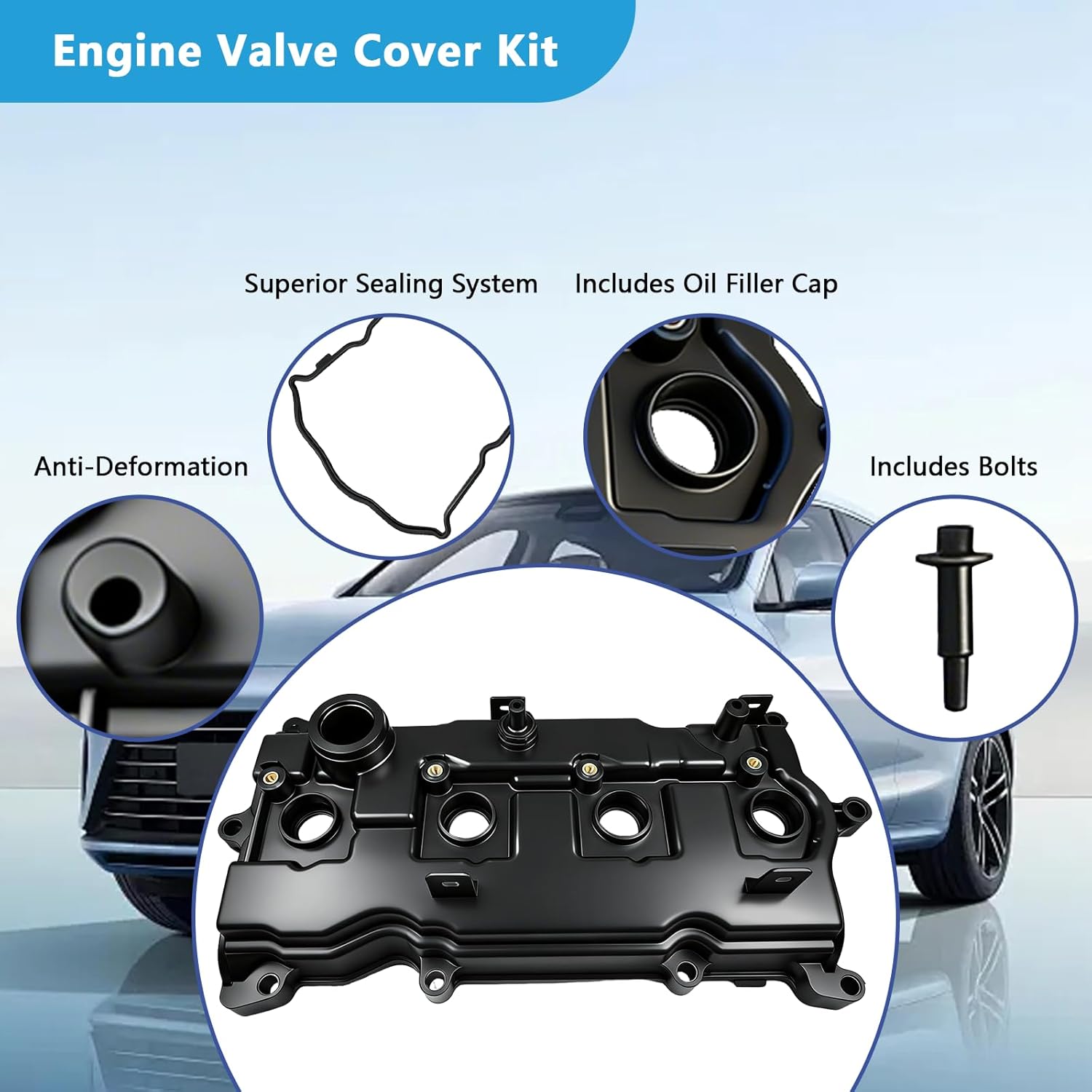 132643KY0A Engine Valve Cover Kit Compatible with Nissan for 2013-2018 Altima, 2014 Pathfinder, 2014-2017 Rogue, 2016-2017 Murano, 2014-2017 Infiniti QX60, Replace for 13264-3KY0A