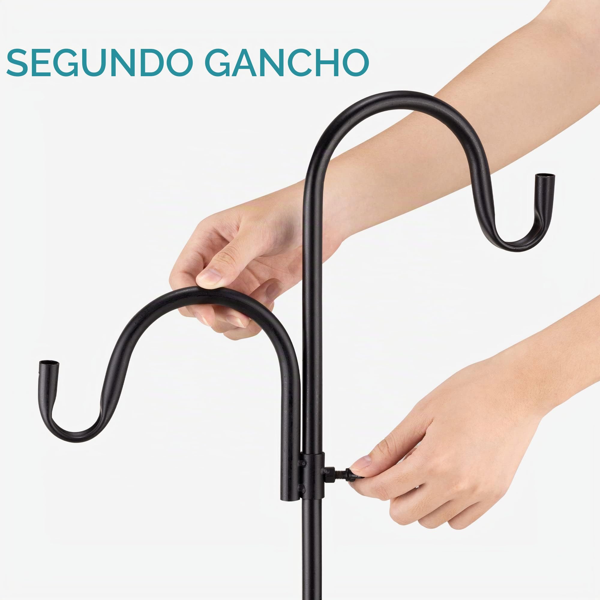 Navaris Gancho de Pastor - Colgador de pie con 2X Varillas para comedero de pájaros Plantas - Altura Ajustable con Soporte de Interior y Exterior