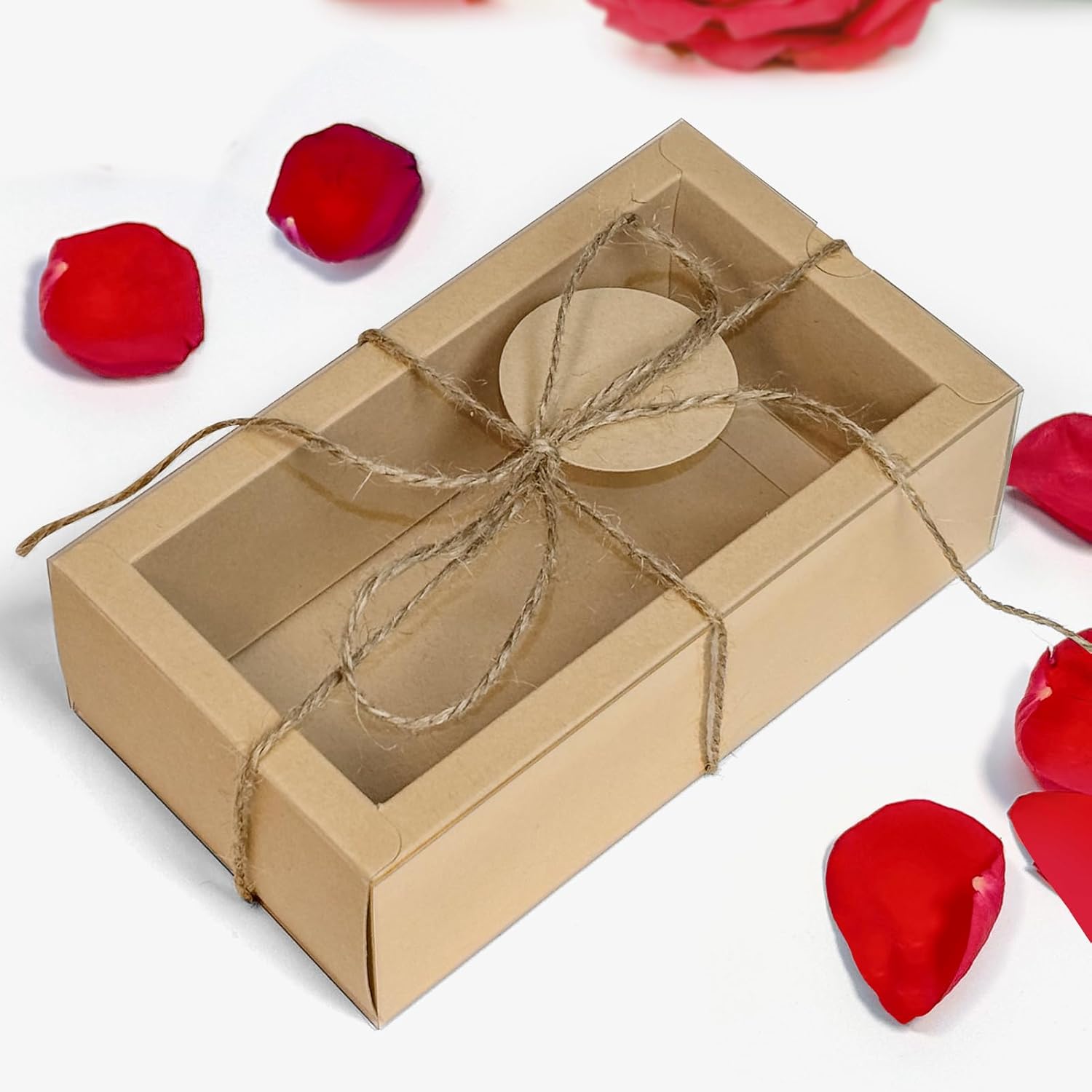 biguphate 30 Kraft Paper Cardboard Boxes Kits, Internal Dimensions 5.5x2.7x2 IN Homemade Soap Box with Blank Tags and Jute String, Small Gift Boxes for Jewelry, Candy, Wrapping Party Favor