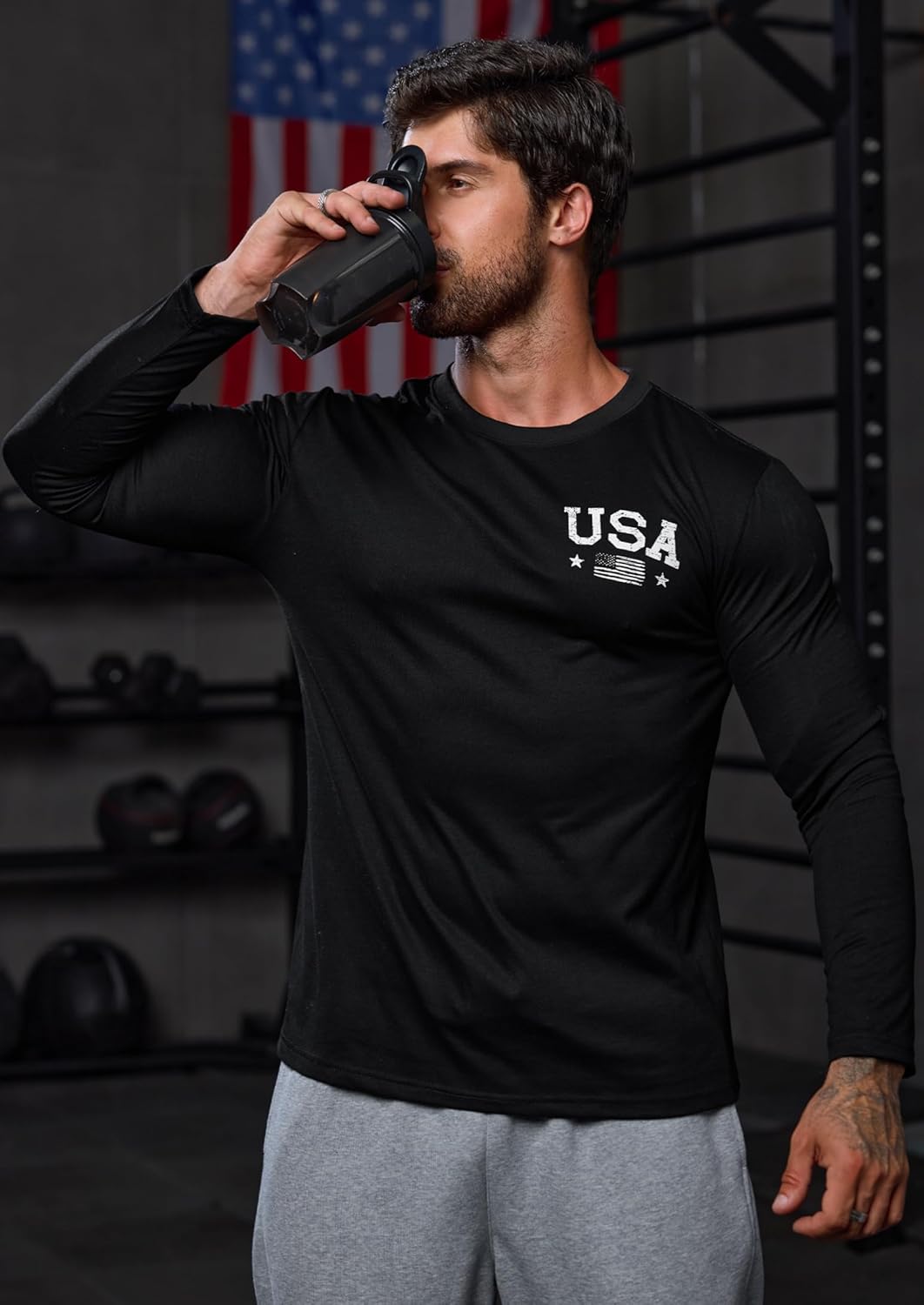 Mainfini Men's American Flag T-Shirt Patriotic Long Sleeve Graphic Tshirt (S-3XL) - Image 5