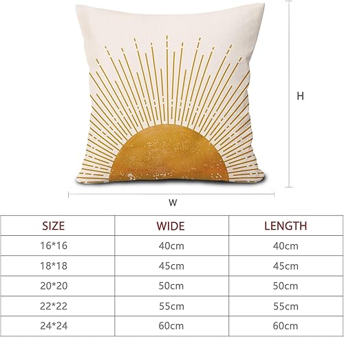 Miniatura 6 de aportt Fundas de almohada de sol amanecer puesta de sol 16x16 pulgadas, fundas de almohada bohemio abstracto para sofá color amarillo mostaza, juego