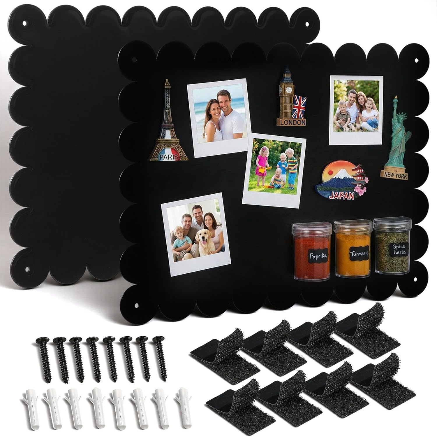 Maitys 2 Pack Magnet Boards, 17" x 11.8" Black Bulletin Board Magnetic for Desk Wall Refrigerator Cabinet to Display Magnetic Letters Numbers Animal, Poetry, Spice Jars, Notes, Photos