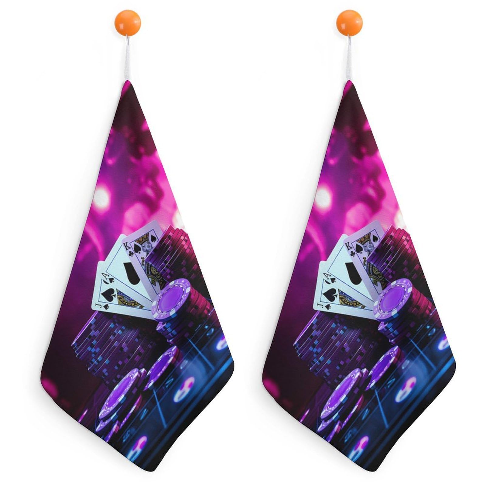 TXFBTRFSA Playing Cards Dice And Chips Abstract Art Casino Hand Towels with Hanging Loop Kitchen Towel Handkerchiefs Cleaning Cloths
