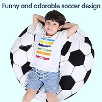 Vista 6 de Lukeight - Bolsa en forma de puf para guardar juguetes de peluche, Canvas de algodón, Football