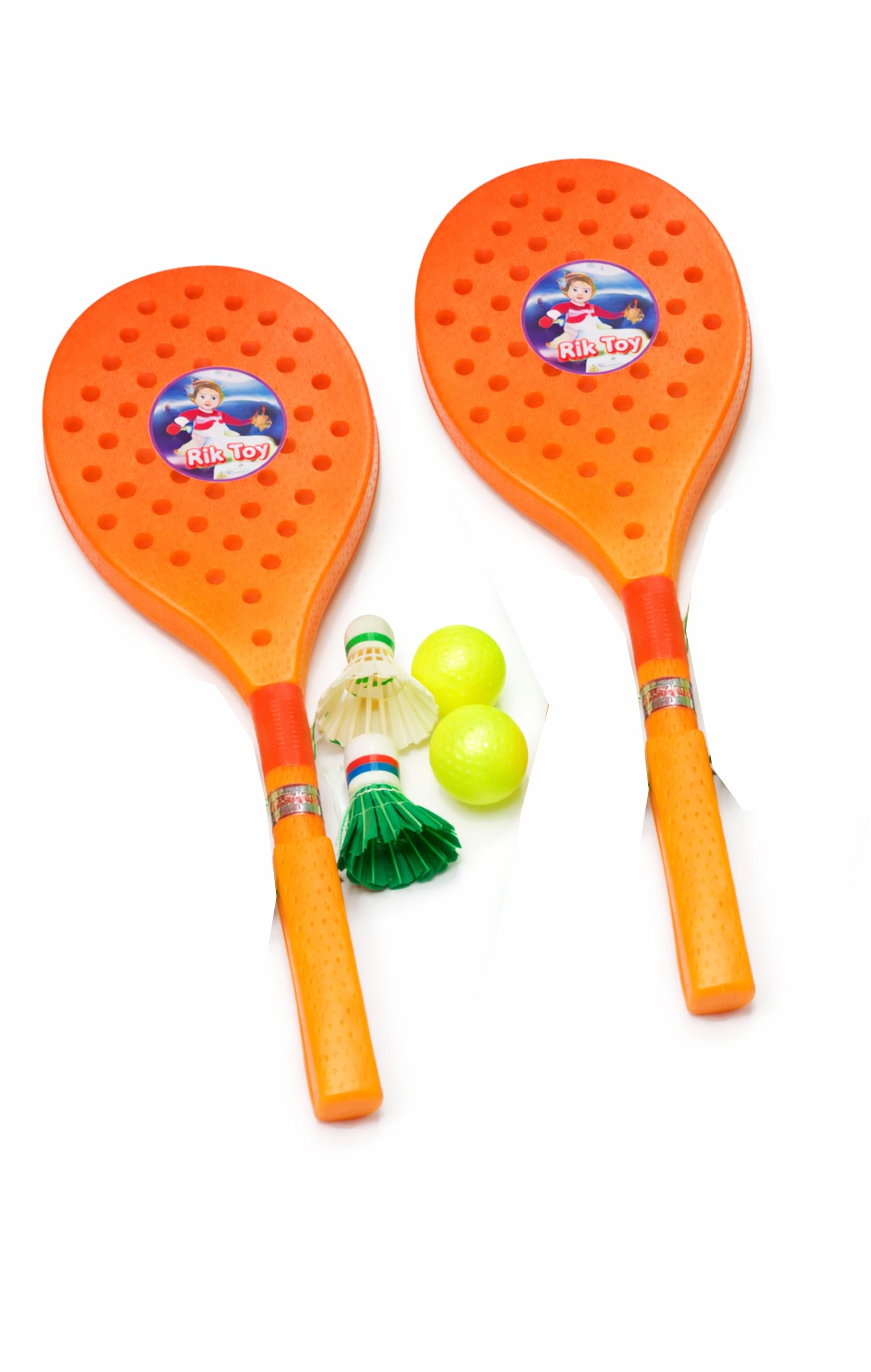 Kids Plastic Paddle Bat & Shuttlecock Play Set | Green Bat | Outdoor Indoor Play Toy for Children | 1 Bat + Accessories-picture-33
