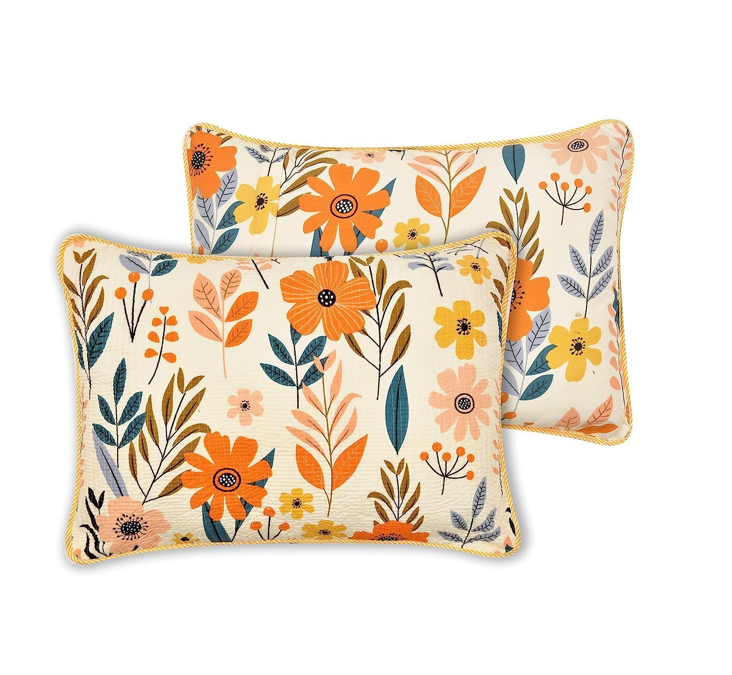 Floral Quilted Pillow Covers - Set of 2 -9 Floral Quilted Pillow Covers - Set of 2 -9