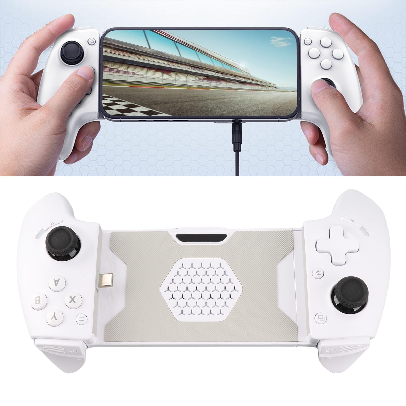 Sxhlseller Controller di Gioco Mobile Tipo C Cablato Bluetooth Wireless Raffreddamento Automatico Joystick D Pad per Telefono Controller di Gioco con Tasti Posteriori Macro Programmabili Trigger Hall