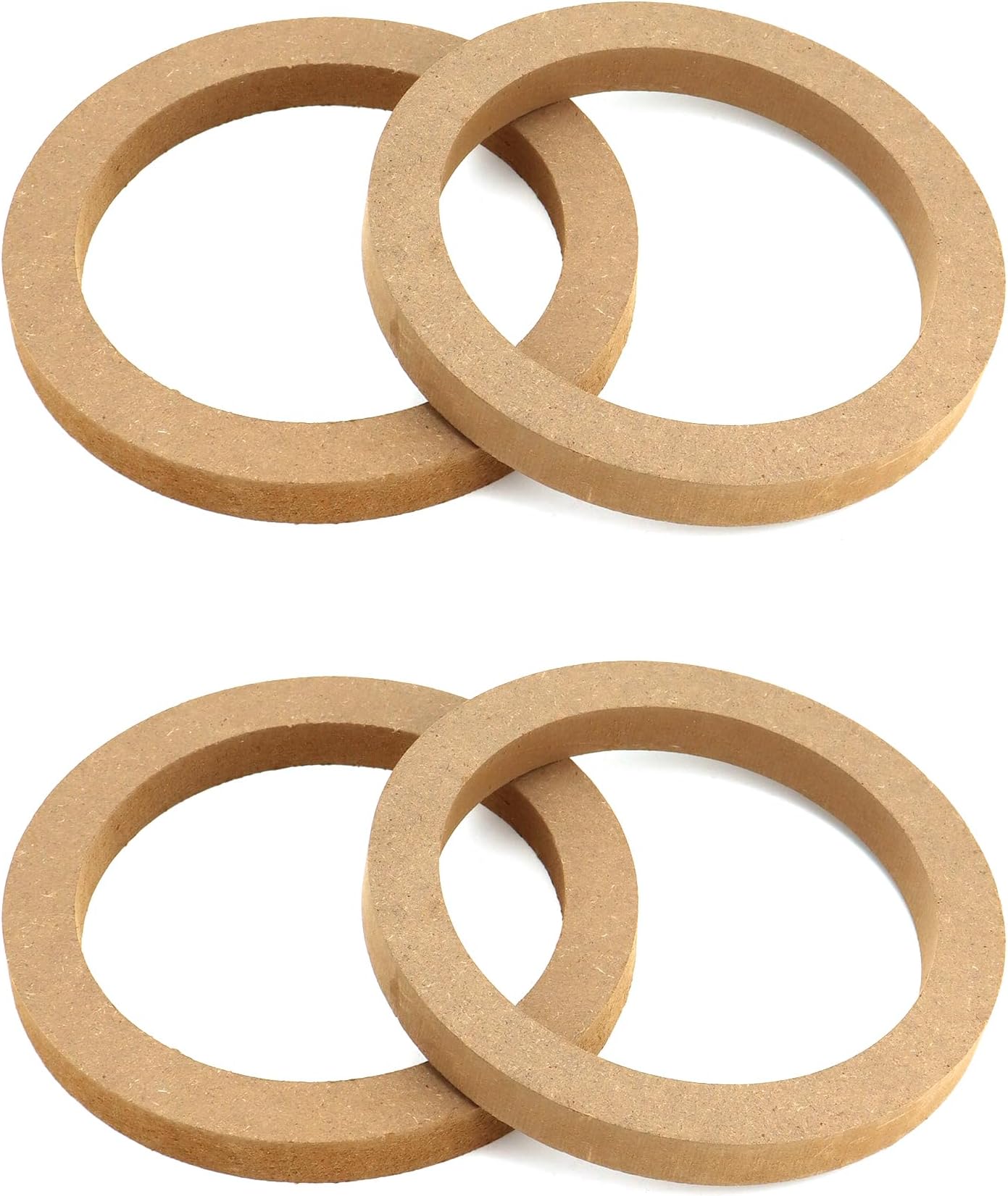 QWORK 4 Pcs 6.5" Car MDF Speaker Rings, Wooden Spacer Rings for 6.5 Inch Speakers
