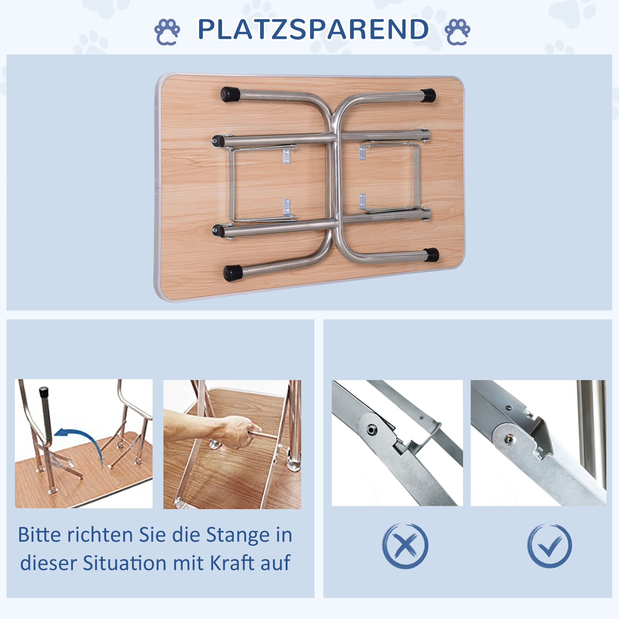 PawHut Hundepflegetisch Höhenverstellbar Tierpflegetisch Klappbar Hunde Pflegetisch Hundefriseur Tisch Schertisch Trimmtisch mit Unterkorb für Hunde Katzen bis zu 100 kg Blau