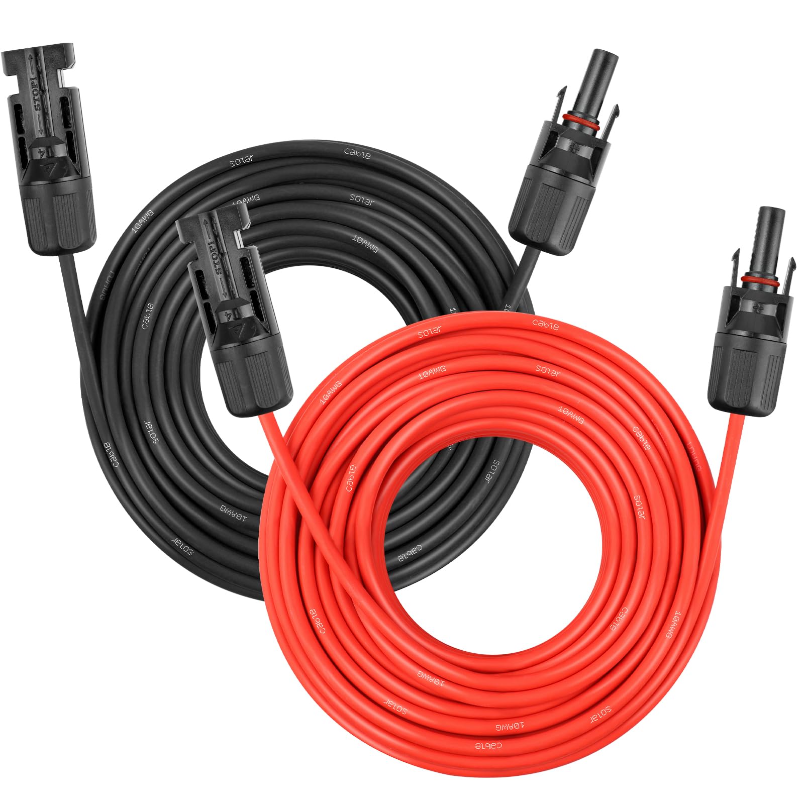 Cable de extensión para panel solar, cable solar de calibre 10 de 75 pies, cable fotovoltaico de calibre 10 con conector impermeable hembra y macho para RV, sistemas fotovoltaicos, hogar, barco