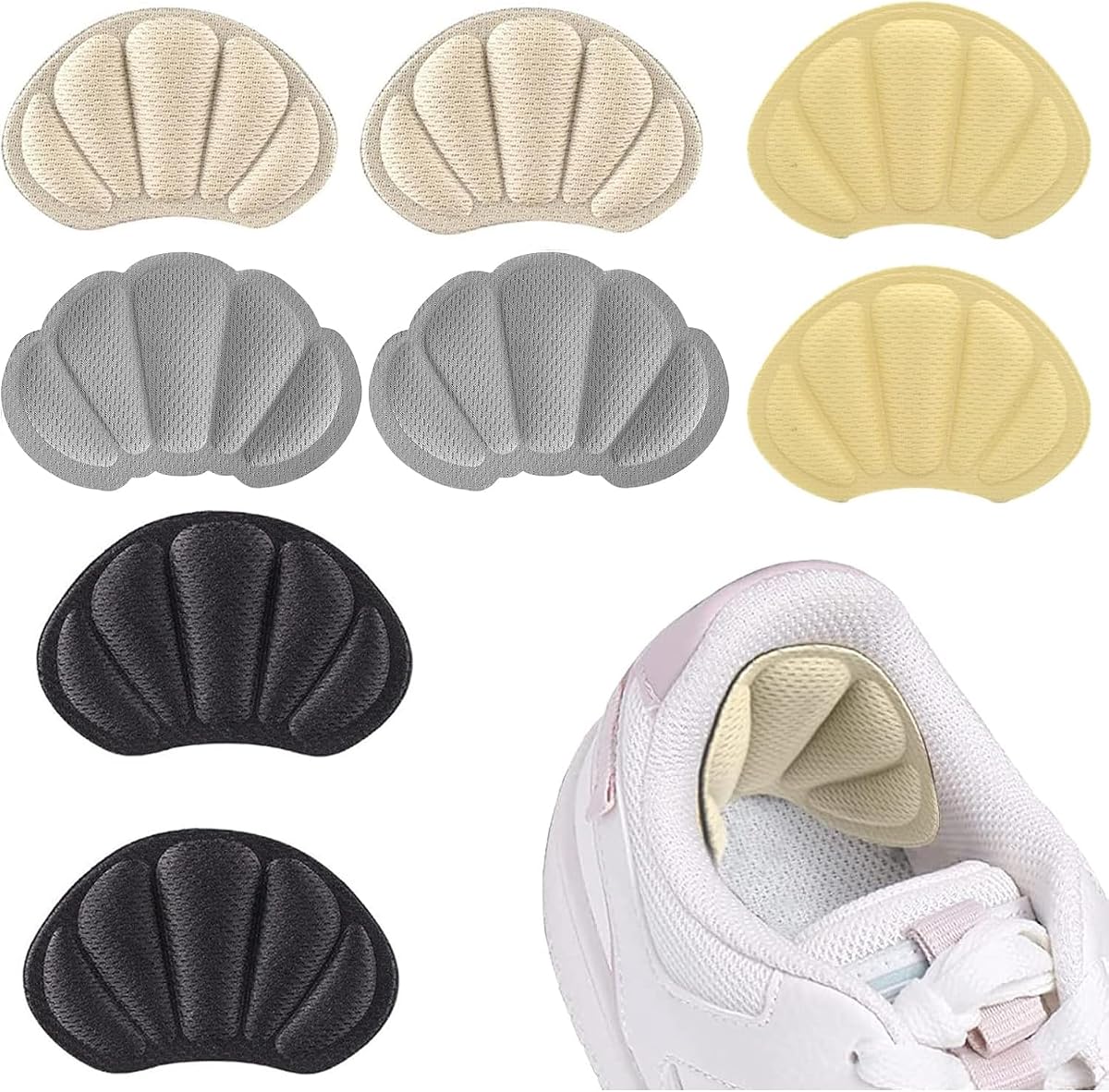 Heel Cushion Inserts,Self-Adhesive Heel Cushion Pads,Foot Cushions Pads Shoe Inserts for Women and Men,Heel Grips for Shoes Too Big Shoe Pads（4 Pairs）
