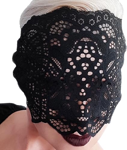 Miniatura 7 de Máscaras de encaje negro de cara completa para mujeres Colección de máscaras de encaje hechas a mano