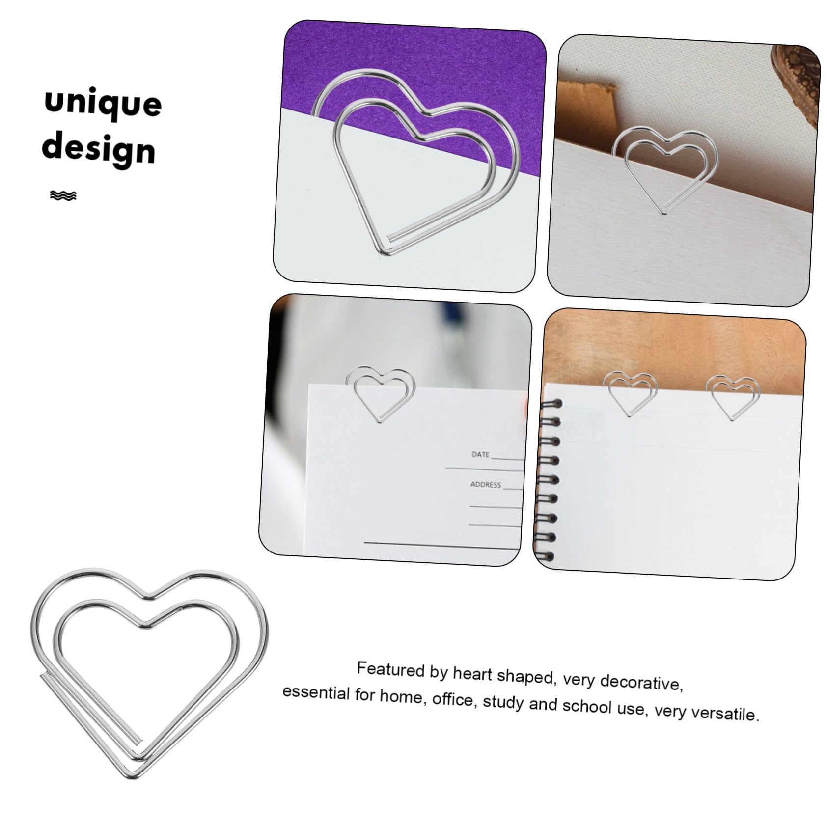 NUOBESTY 400pezzi Graffette Metalliche Forma Di Cuore Clip Ufficio Originali Piccole Graffette Per Documenti Segnalibri Creativi Per Scuola e Casa