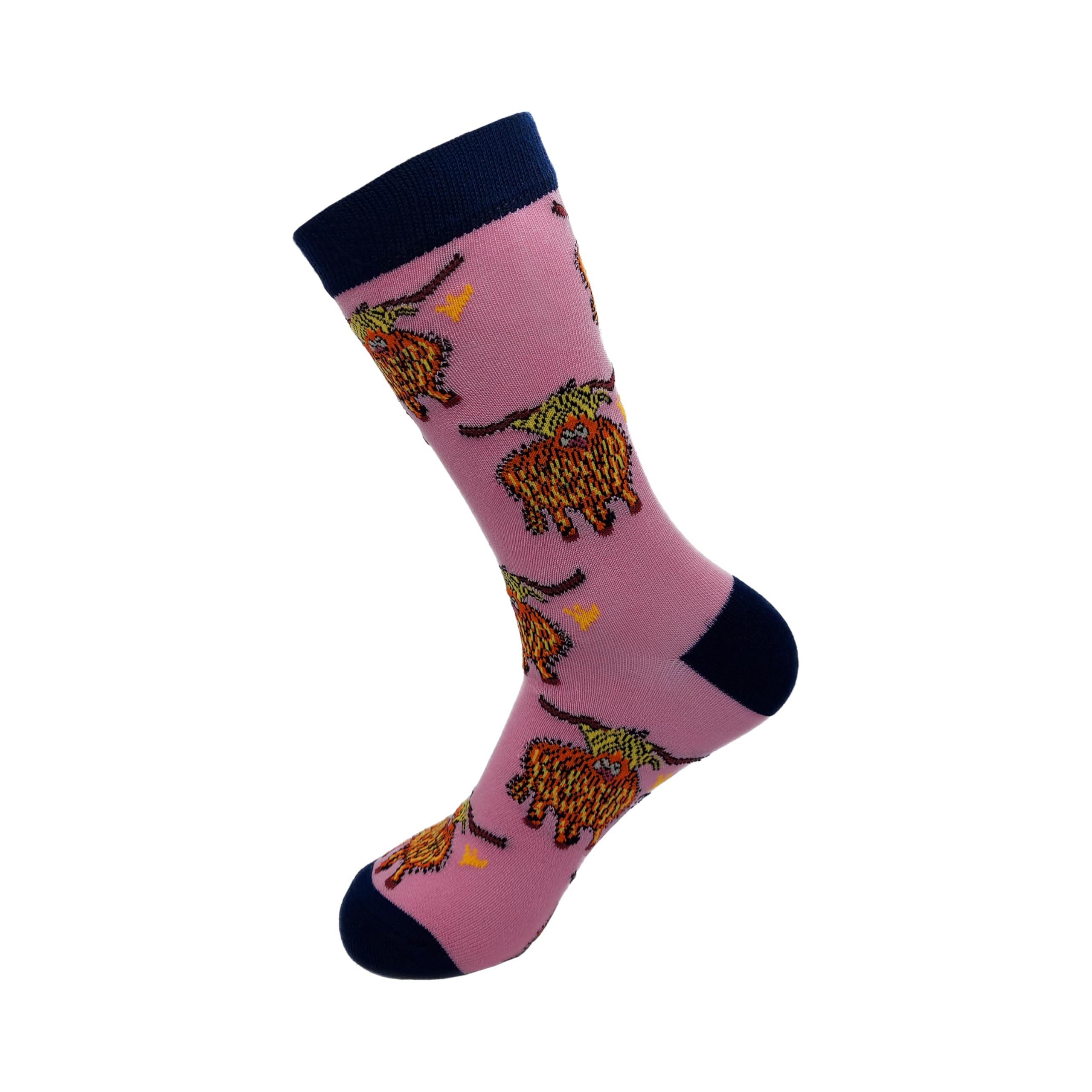 Eco Chic Unisex Highland Cow Pink Womens Bamboo Socks Breathable Hot And Cold Weather Uk 4-8 Single Pair (Highland Cow Pink)