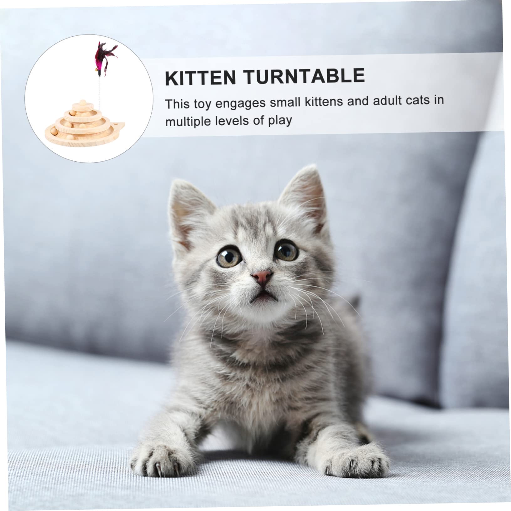 Katzenspielzeug Batteriebetrieben 3-stöckiger Katzen Drehteller mit Kugel Rutschfester Boden zum Spielen und Kratzen