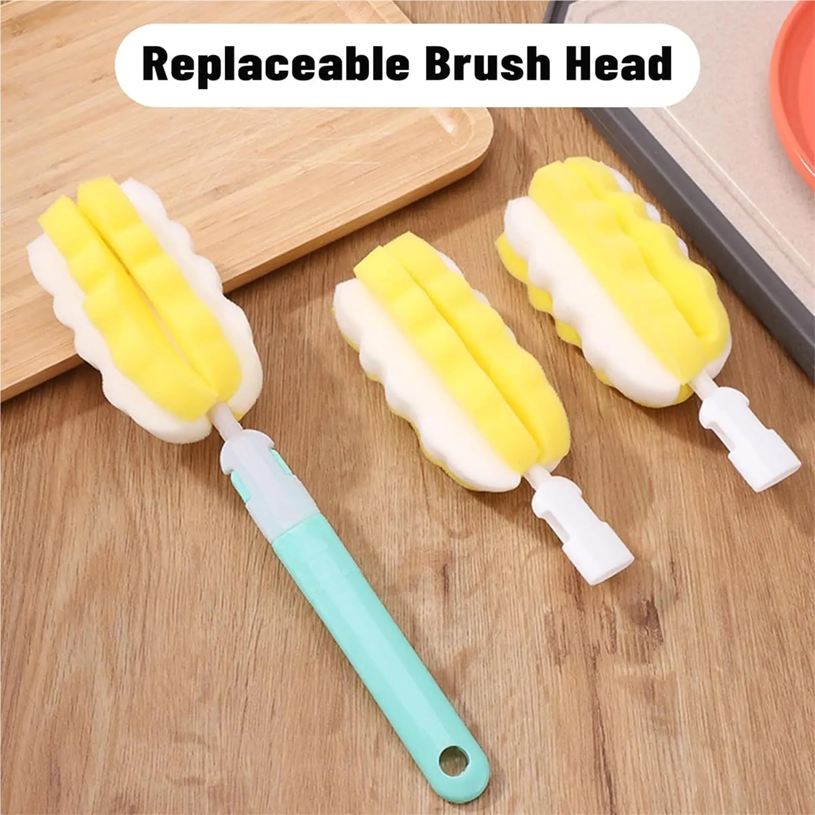 Scovolino per Bottiglie Spazzola for bottiglie da 4 pezzi con manico lungo in spugna for detergente for tazze portatile staccabile for lavare i piatti in cucina
