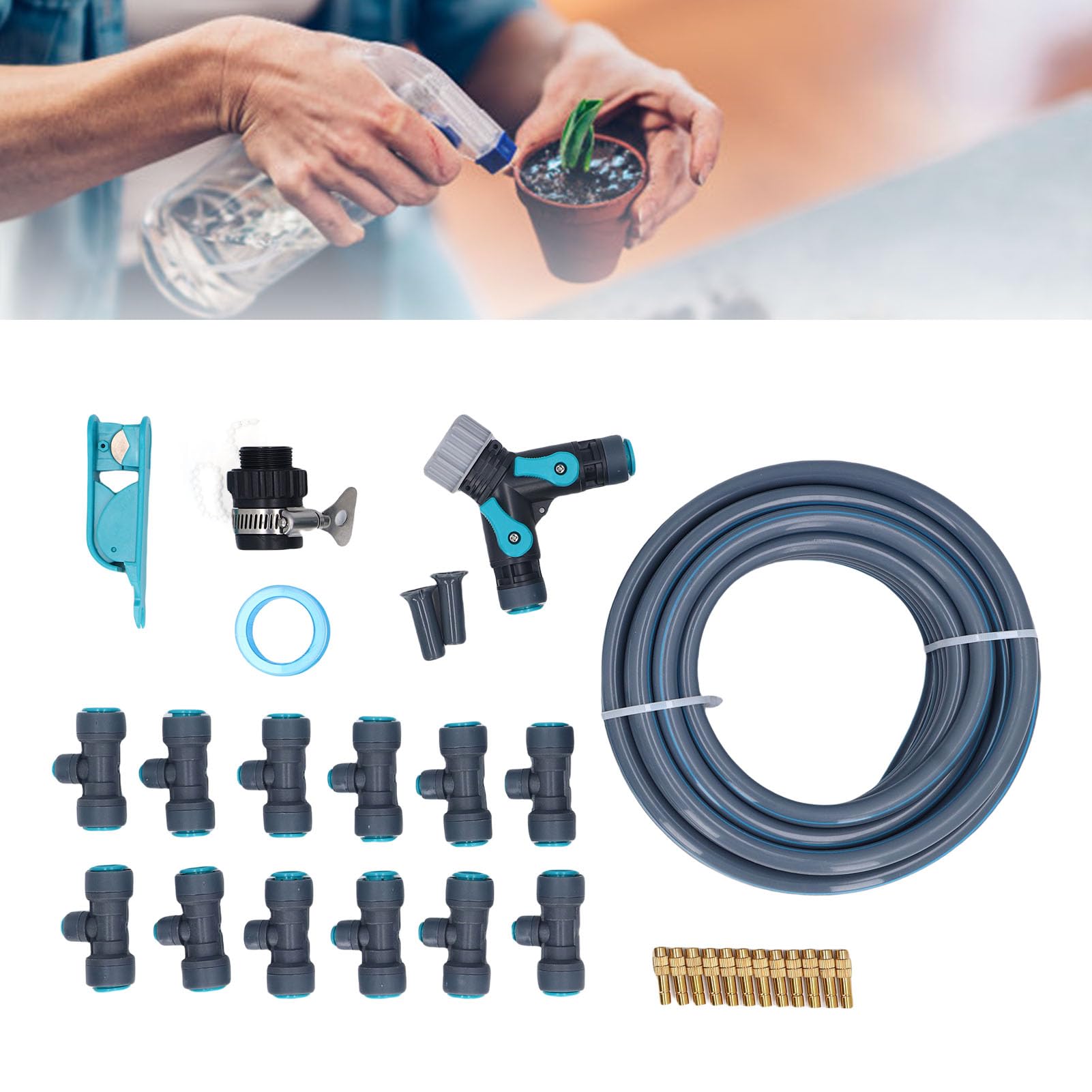 di irrigazione da giardino Kit di irrigazione automatica a goccia da 10 m Set di attrezzature per prato da patio con gocciolatore regolabile per tubo flessibile