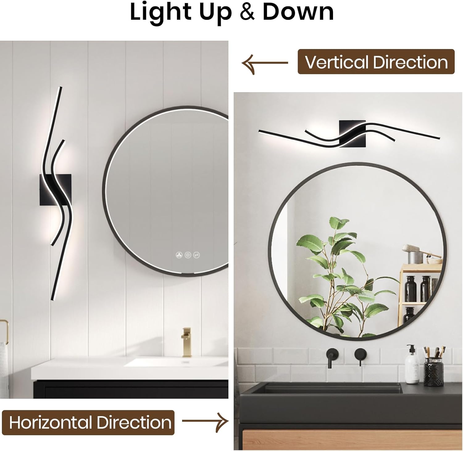 Modern LED Vanity Lights 31.5Inches Modern Bathroom Vanity Light 4000K Black Bathroom Light Fixtures Over Mirror Indoor Led Wall Sconce Lights for Living Room
