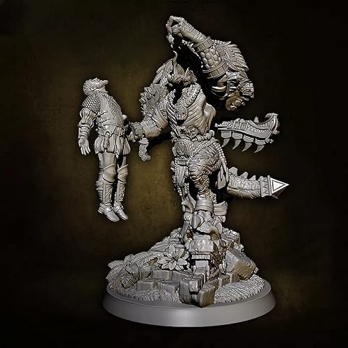 Miniatura 2 de Splindg 2.756in Science Fiction Lizard Demonio King y Resina Humana Figura Modelo kit, sin pintar y sin montar Modelo en miniatura 7506A