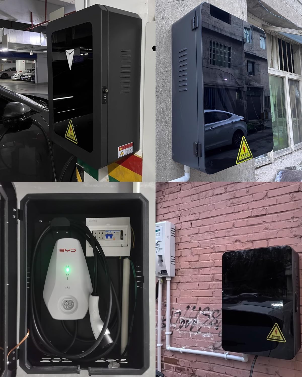 Obudowa Ładowarki EV Odporna na Warunki Atmosferyczne, Zewnętrzna, Z Zamkiem, Statyw do Ładowarki EV Tesla do Garażu, Uchwyt na Przewód Ładowania(H-70cm/27.6in)