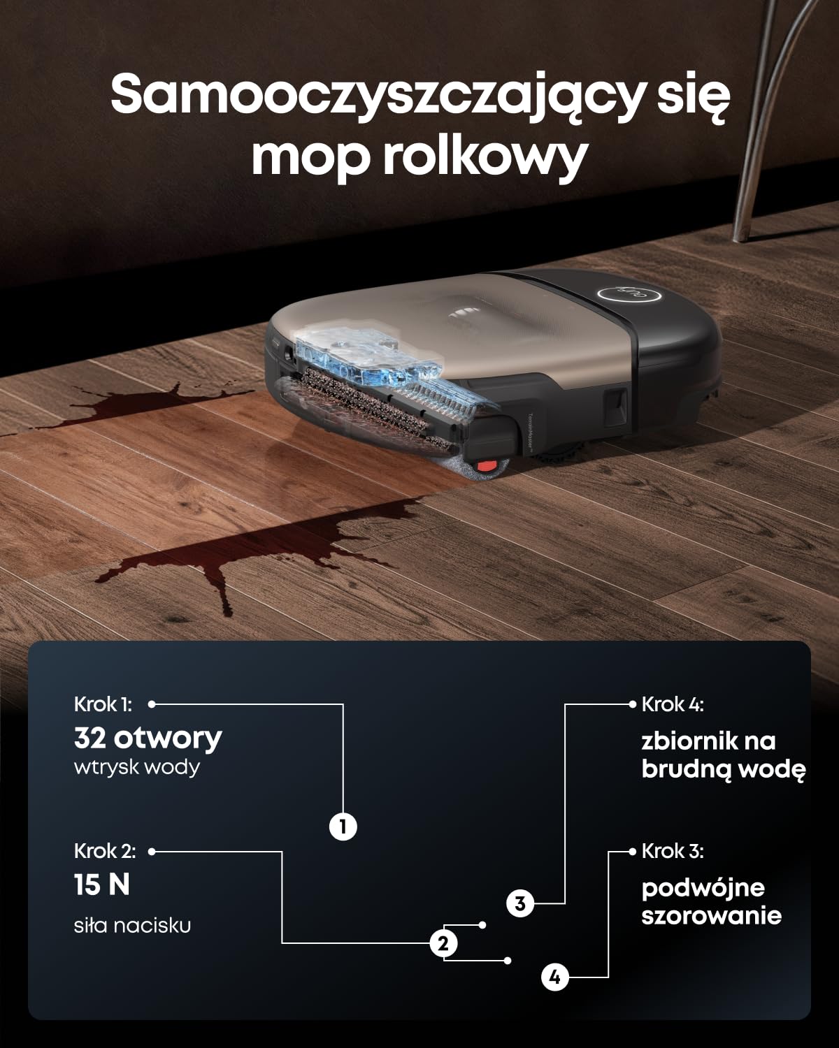 eufy S2 HydroJet robot odkurzający z funkcją wycierania, siła ssania 30 000 Pa i moc ssania 100 AW, Uniclean Station 12 w 1