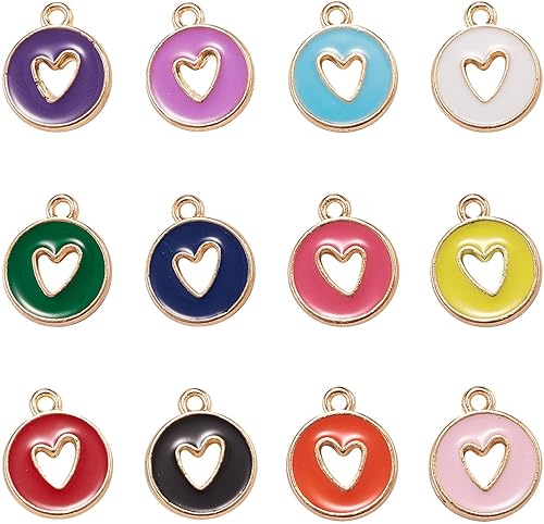 KitBeads Dijes de corazón de estilos mixtos con forma de corazón de dibujos animados para hacer pulseras a granel