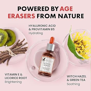 Eclat Retinol Serum 30ml + Retinol Cream 50ml, Anti-ageing Serum, Anti-Wrinkle Moisturiser, Reduces Fine Lines & Wrinkles, Improves Skin Texture, Vitamins C & E