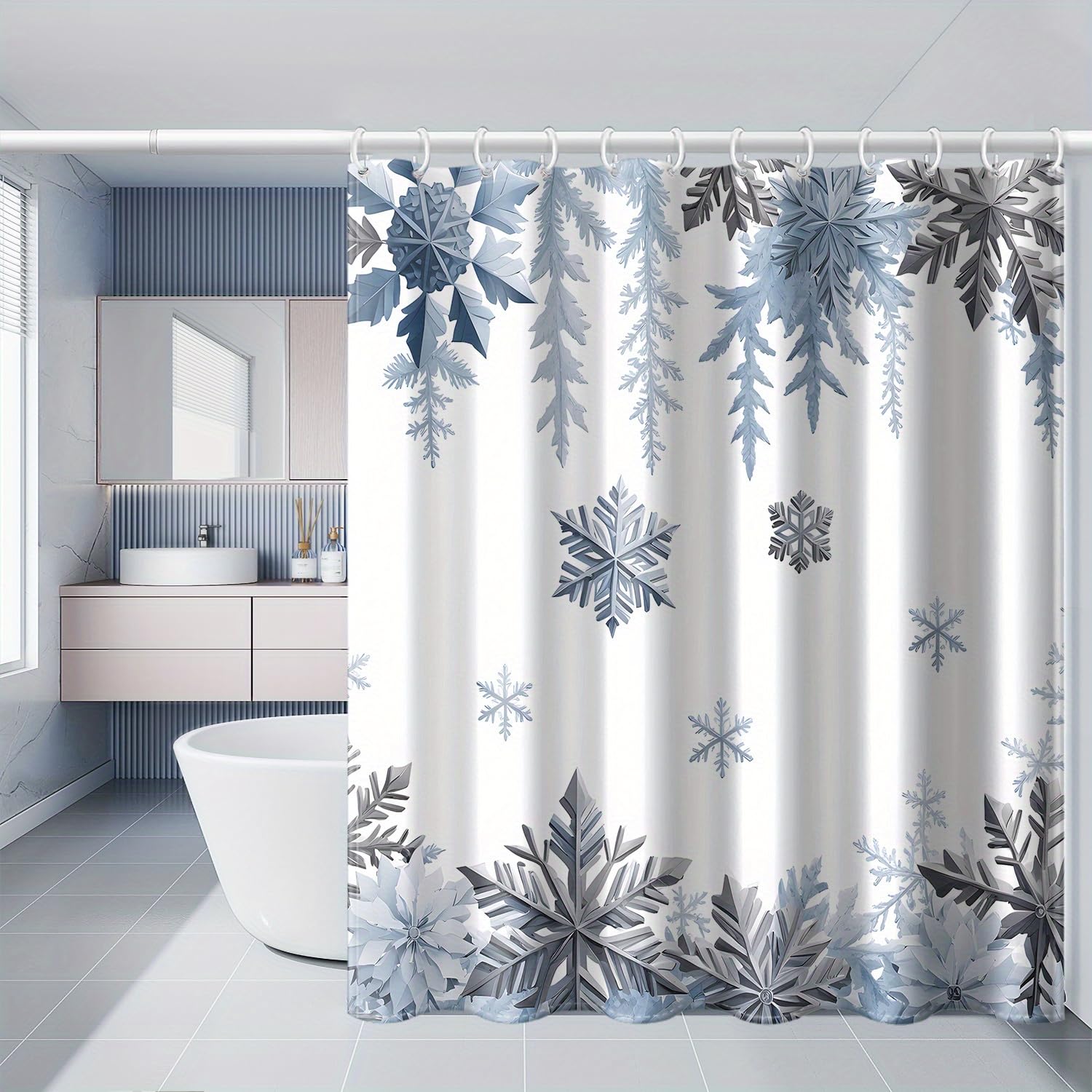 Flocons de neige décoration murale imprimée vigne suspendue avec crochets pour mur et salle de bain