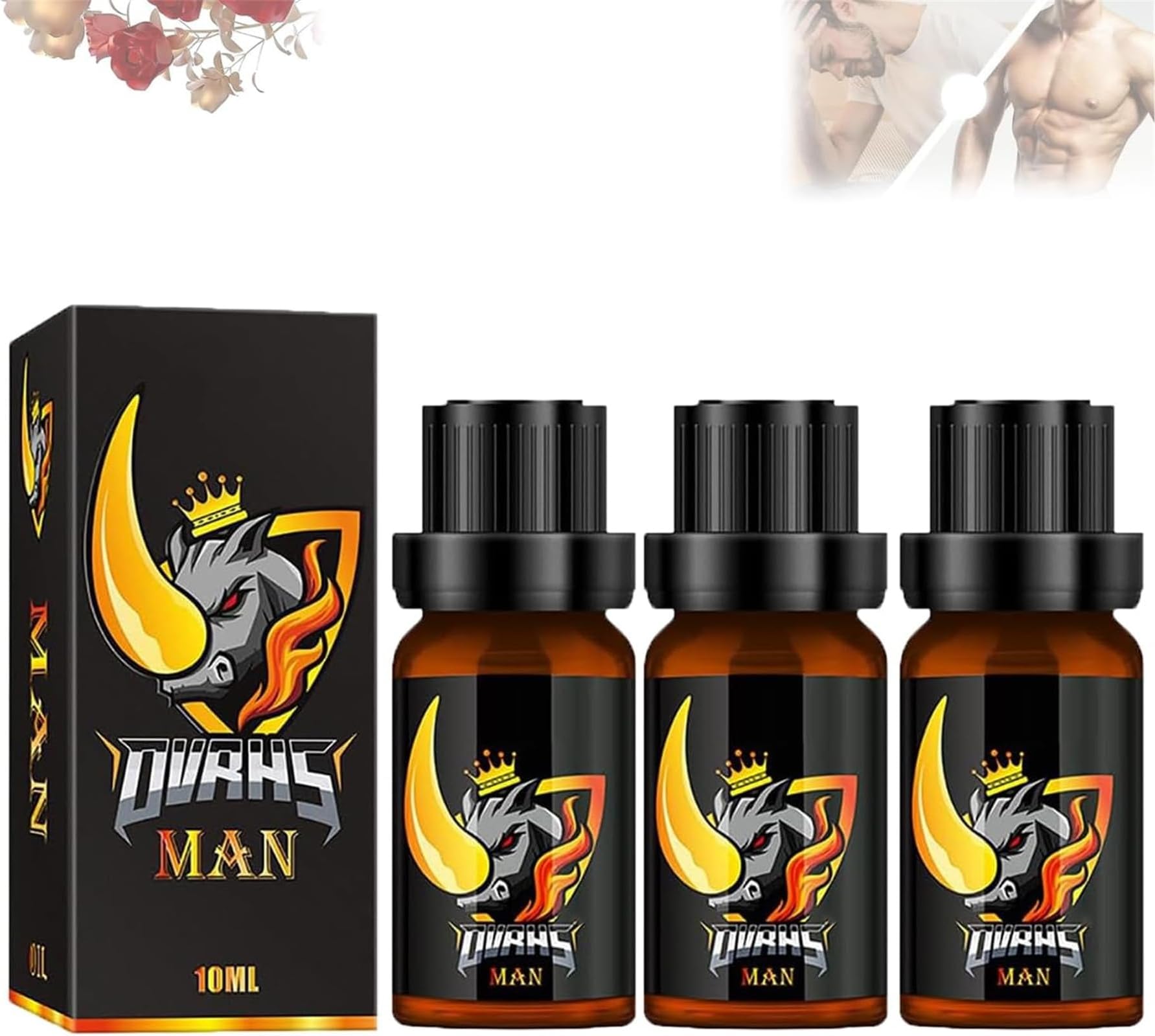 Men Essential Oil Medilisk, Complex Mens Drops, Energy Massage Essential Oil for Men, Boost Strength for Men, 10ML (3Pcs)