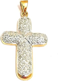 18k Gold UNIQUE Cross gift ONE OF A KIND SOLID GOLD Diamond Cross pendant Baptism Gift Cross Confirmation Christian Jewelry Byzantine HANDMADE First Communion gift HALLMARK 43 Natural Diamonds 1.4"