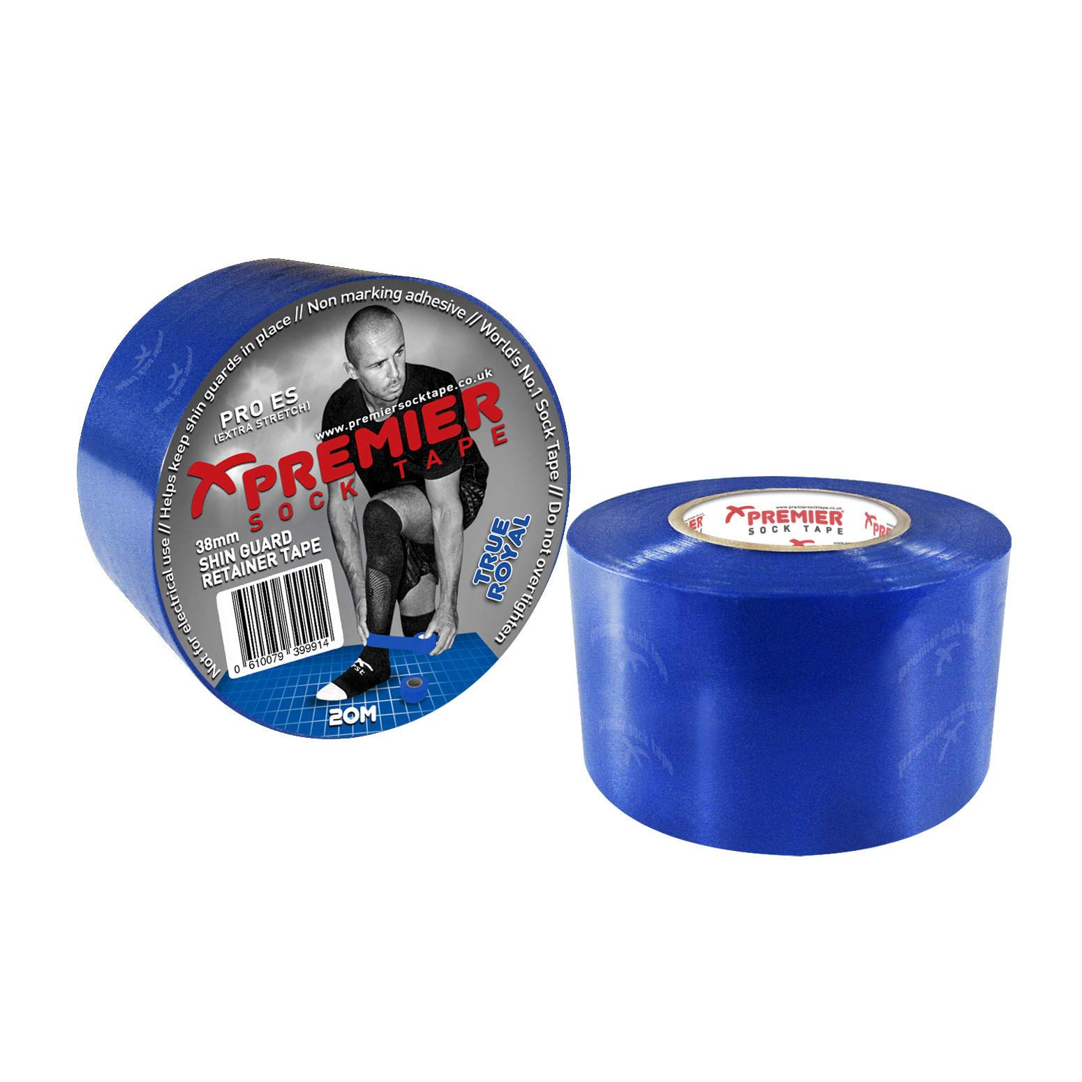 Premier Sock Tape Shinguard Shin Pad Retainer Sock Tape 38mm - Royal Blue — image 1