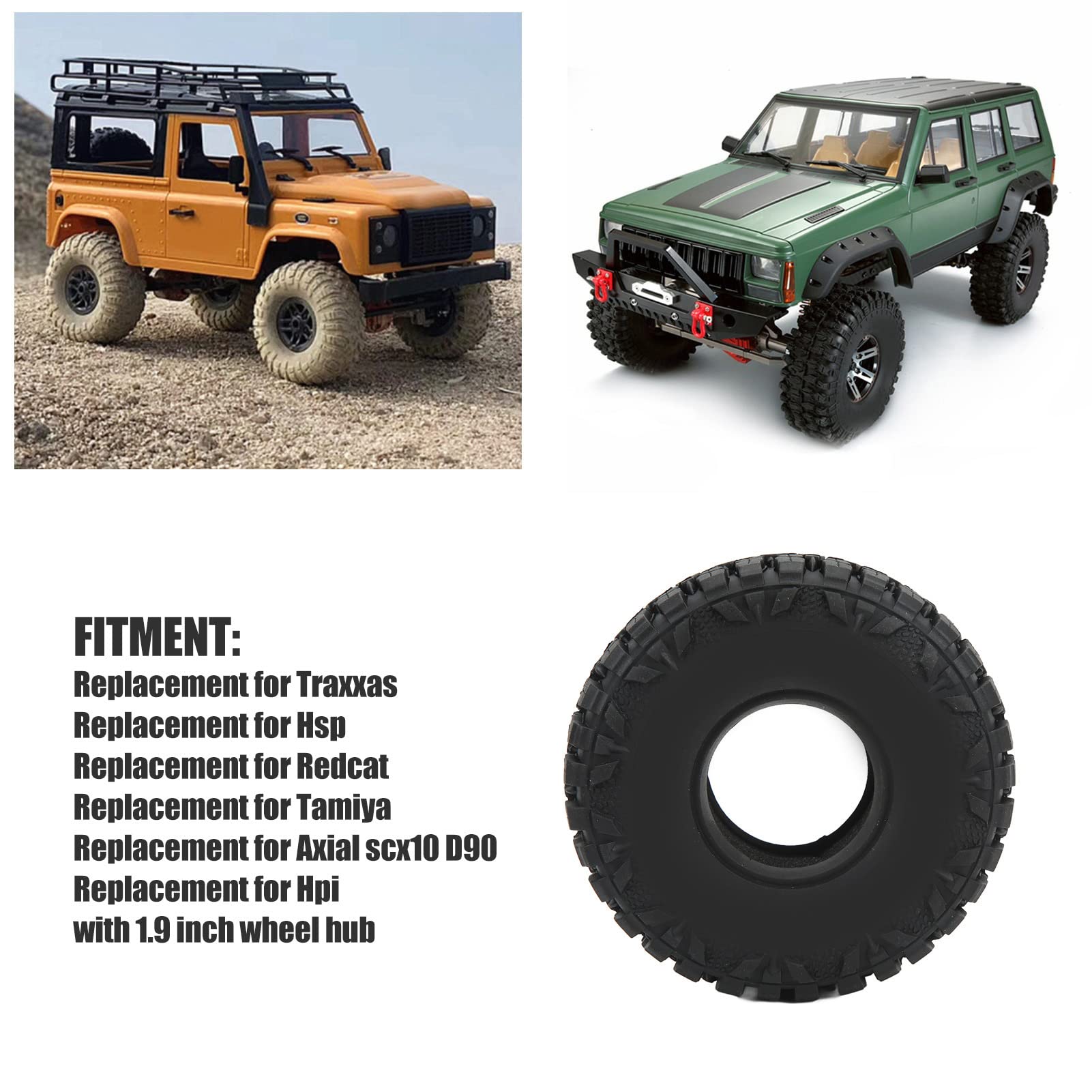 RC Crawler Opony 1,9 cala Wysoka wydajność gumowa opony zamienne dla Traxxas Hsp Axial SCX10 D90 HPI Black 4 szt.