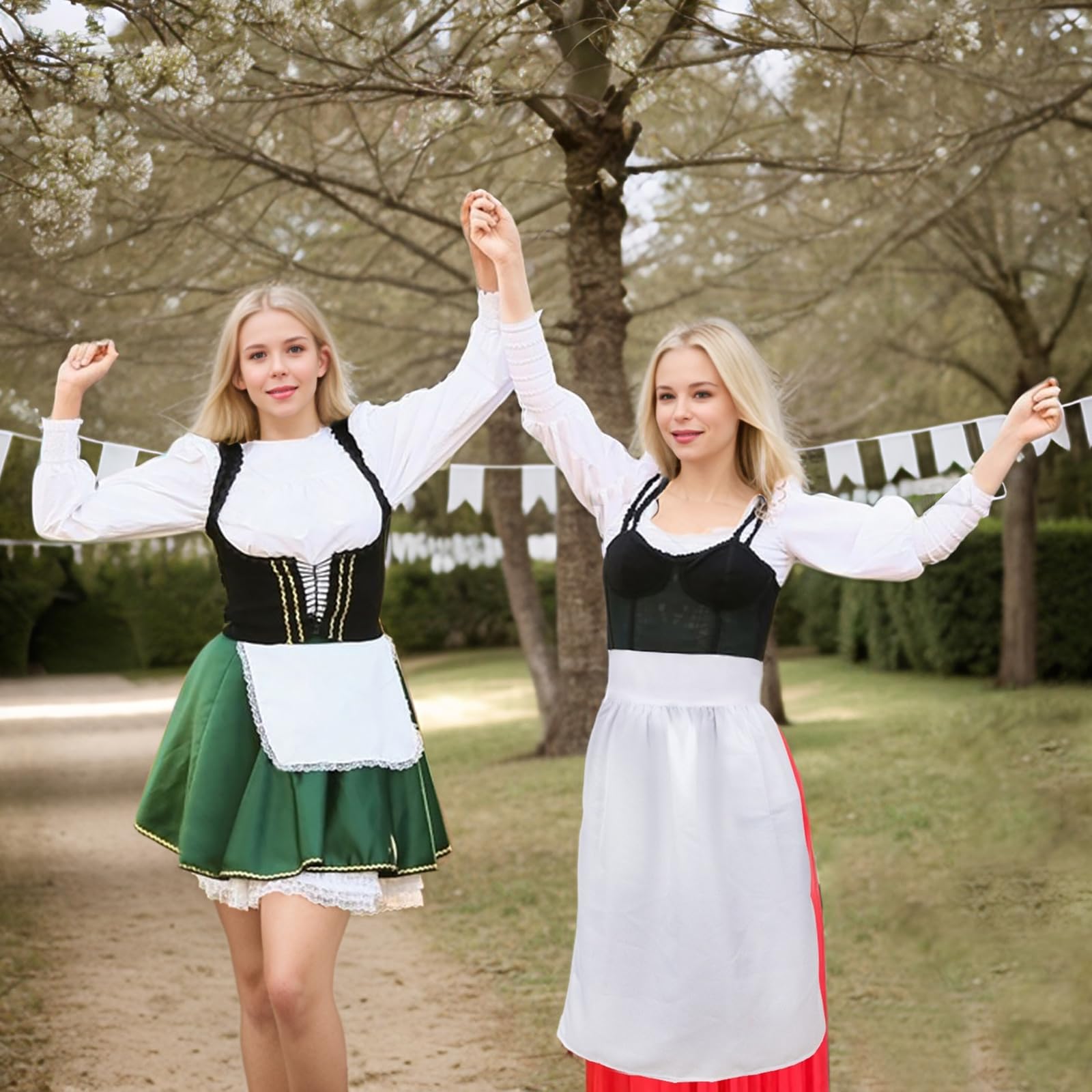 TOPTIE Waist Long Apron, Victorian Half Apron, Vintage Server Half
