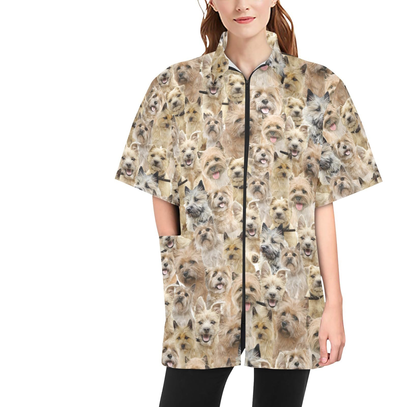 COWCUTE Pet Grooming Smocks for Cairn Terrier Lover, Waterproof Cairn Terrier Printed Jacket for Groomer, Gifts for Dog Mom