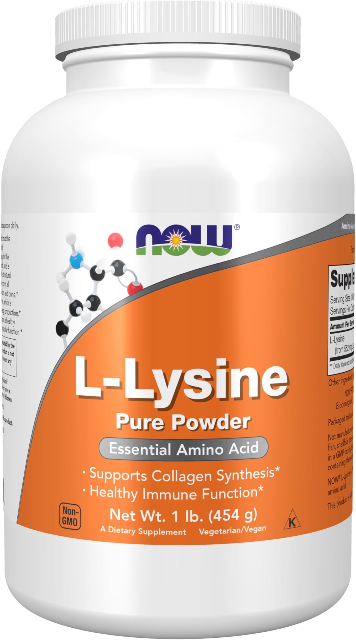 Supplements, L-Lysine (L-Lysine Hydrochloride) Powder, Supports Collagen Synthesis*, Amino Acid, 1-Pound