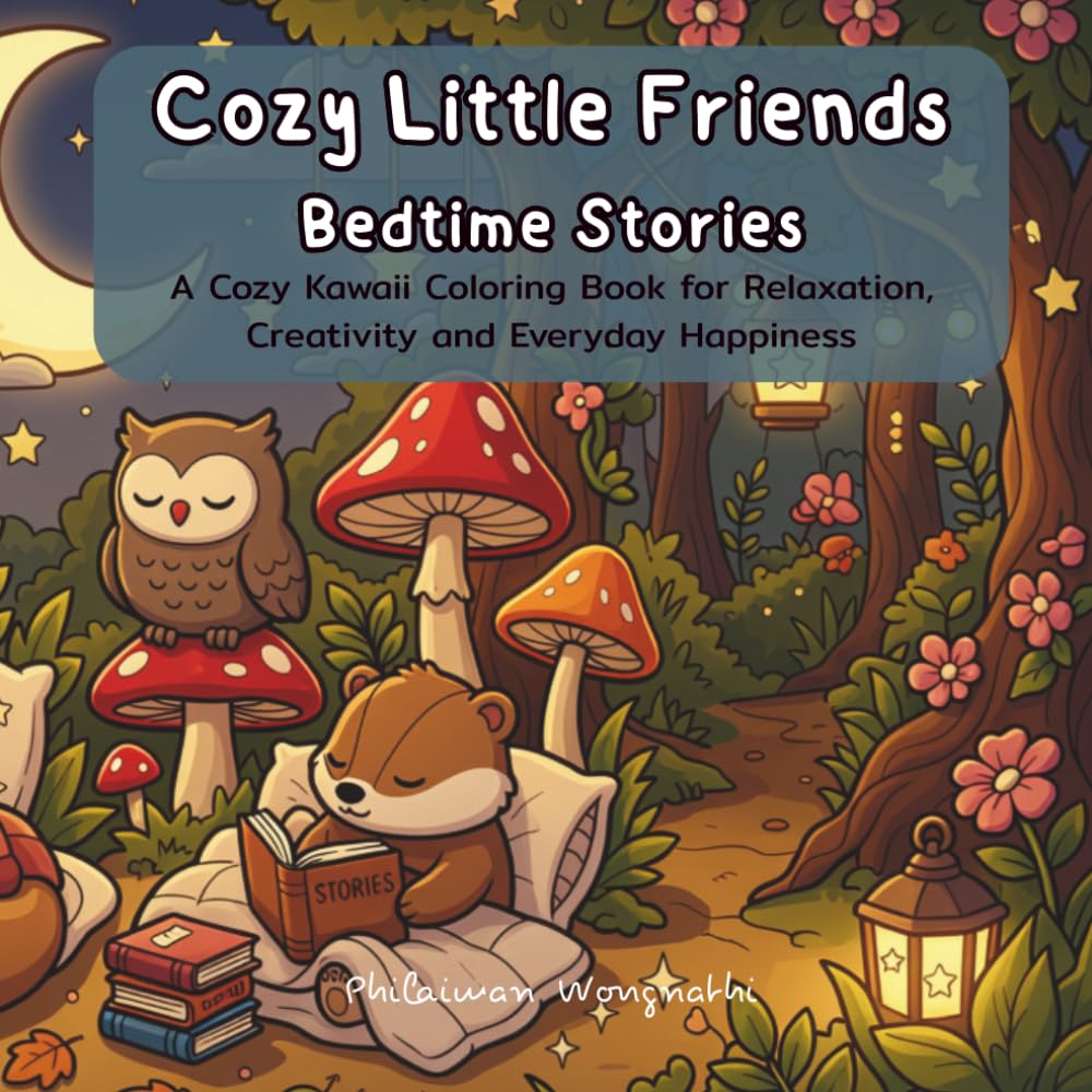Cozy Little Friends: Bedtime Stories: A Cozy Kawaii Coloring Book for Relaxation, Creativity and Everyday Happiness