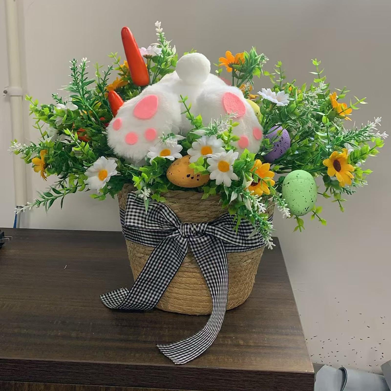Decorazioni Pasquali da Tavolo con Vaso di Fiori e Uova Simpatico Coniglio | Centrotavola Pasquali Per Tavoli Per Compleanno Scuola Uffici Casa Scrivania E Desktop