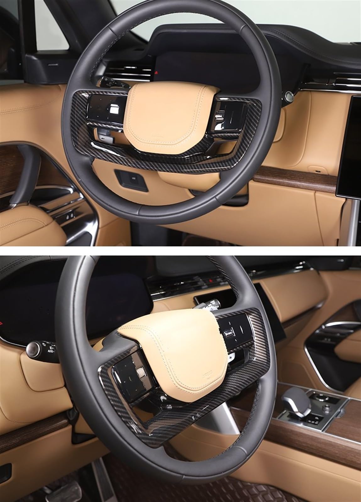 Komponenten ABS-Kohlefaser Auto-Innenraum-Lenkrad-Dekorrahmen-Abdeckungsverkleidung Für Range Rover Für Vogue L460 2023(Carbon fiber)