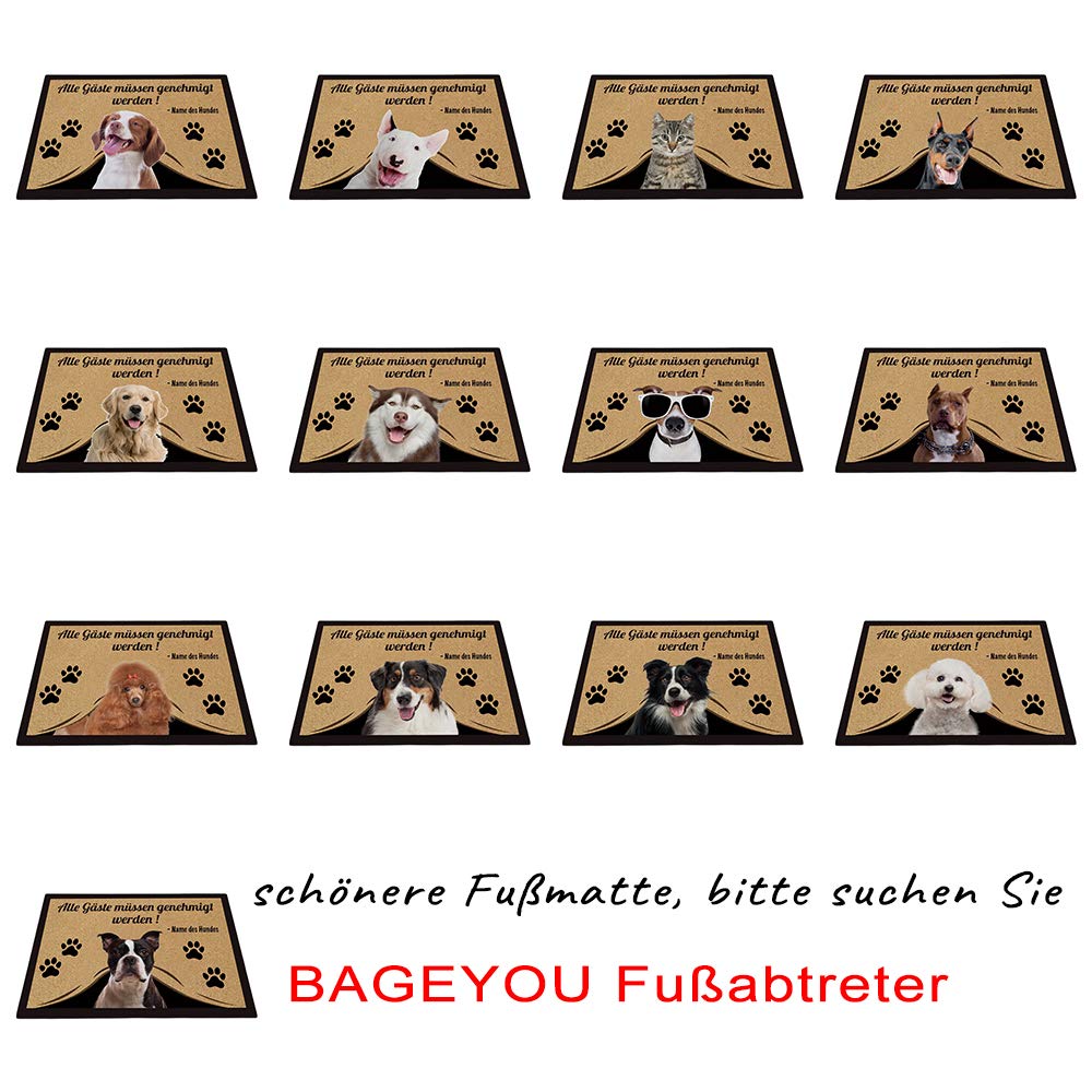 Personalisierte Fußmatte mit Meinem Liebeshund Mops Alle Gäste Müssen Genehmigt Werden Bodenmatte 70 x 45 cm