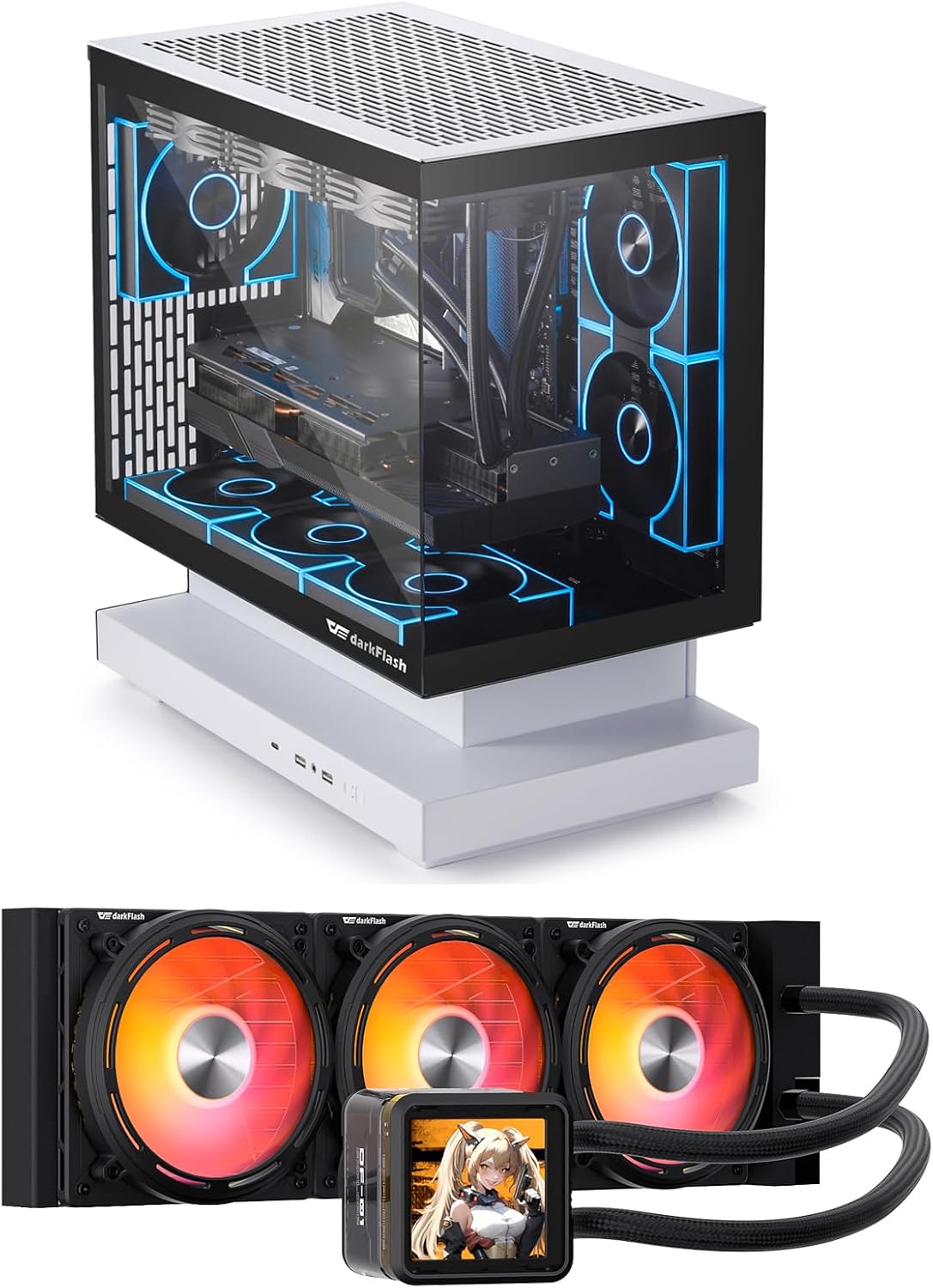 darkFlash FLOATRON F1(2025) Micro-ATX PC Case&DE360 All-in-one Liquid CPU Cooler