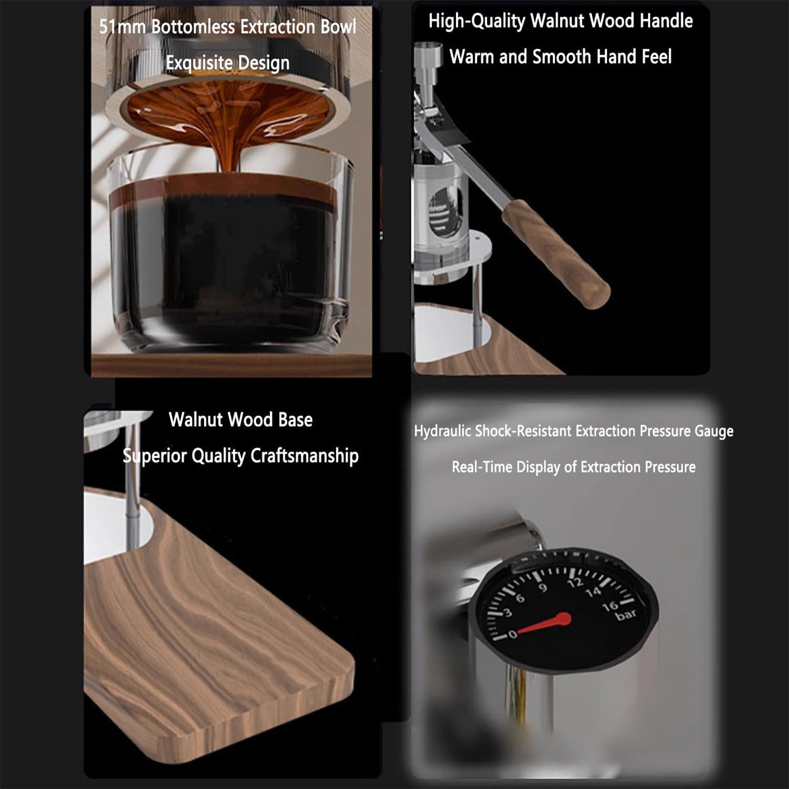 Ręczny ekspres do kawy espresso, praska dźwigniowa do 51 mm lub 58 mm portafilter, ciśnienie robocze 1-16 barów, idealny do domu, podróży i kempingu