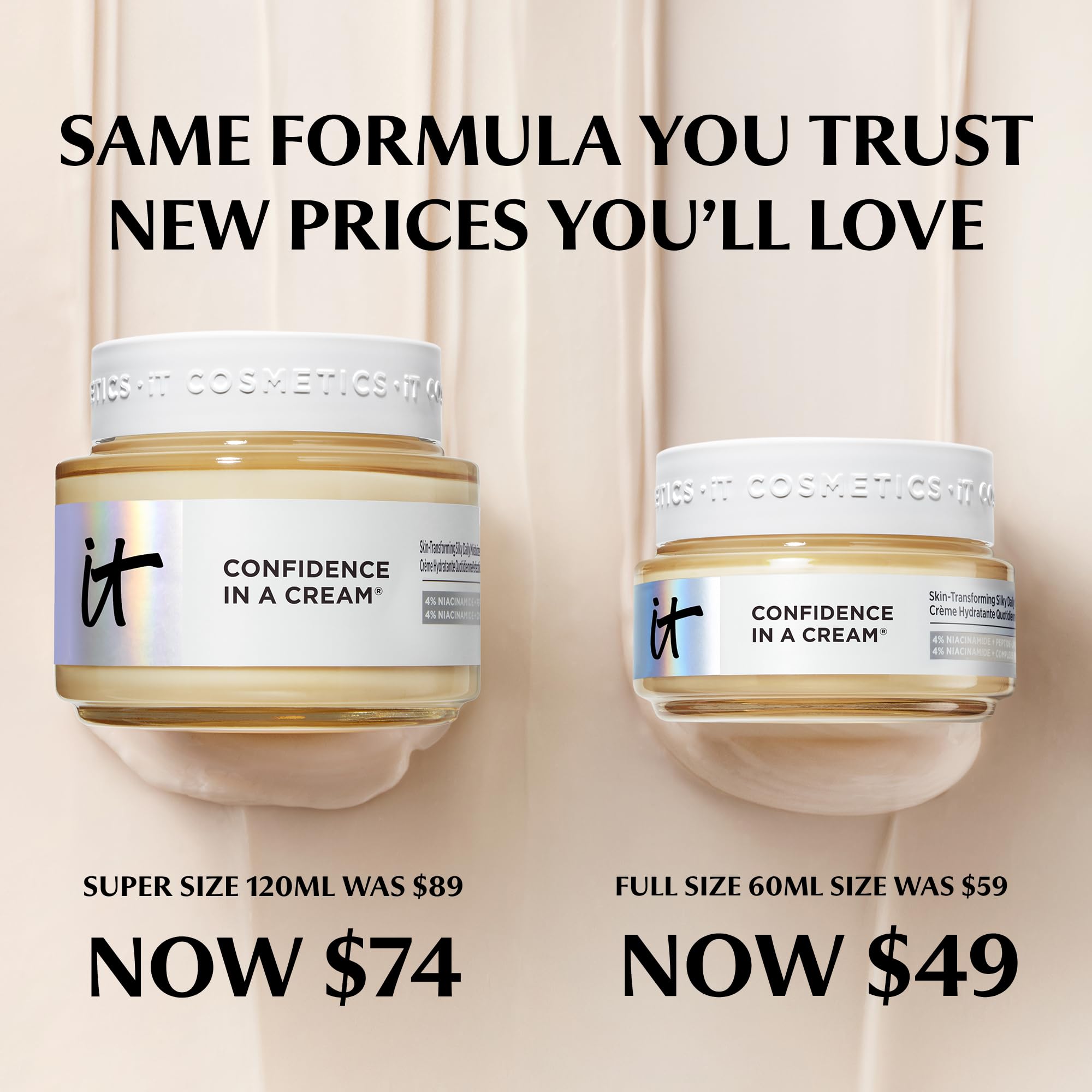 IT Cosmetics, Crema Antiedad Hidratante, Apta para Todo Tipo de Pieles, Mejora la Firmeza y Combate los Signos de la Edad, Hasta 48 Horas de Hidratación, Confidence In a Cream, 60 ml